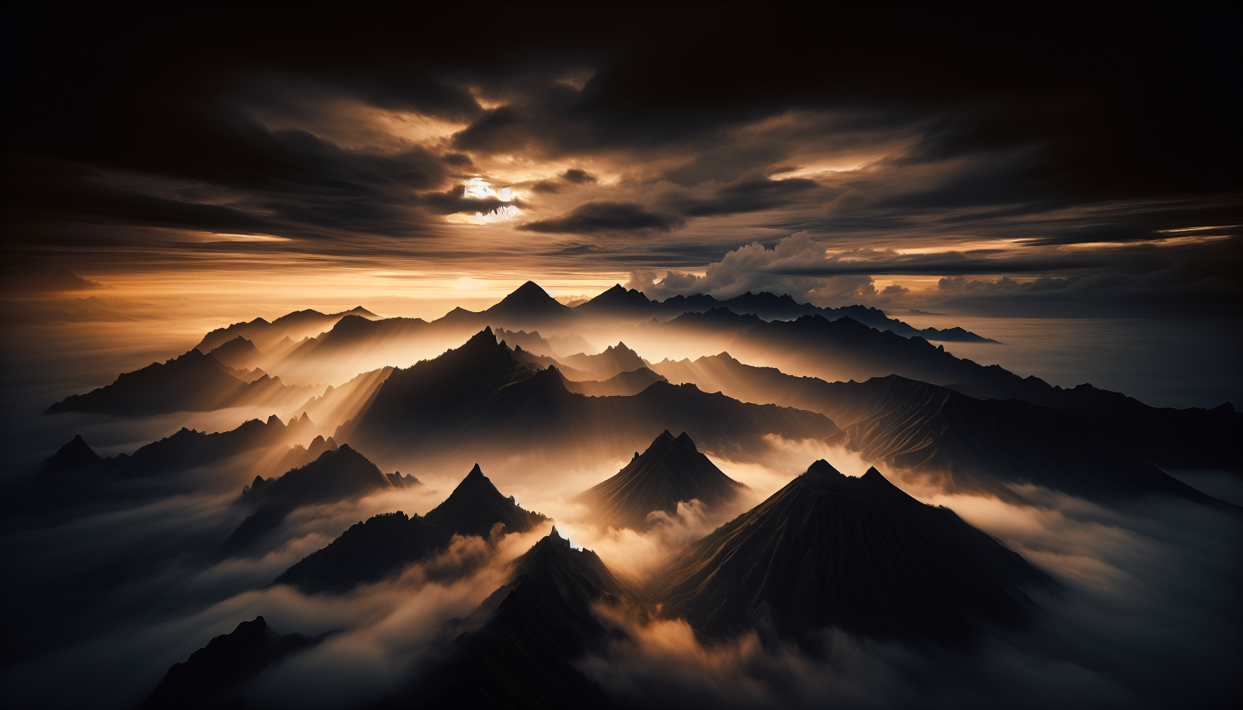 Mountain peaks at dawn